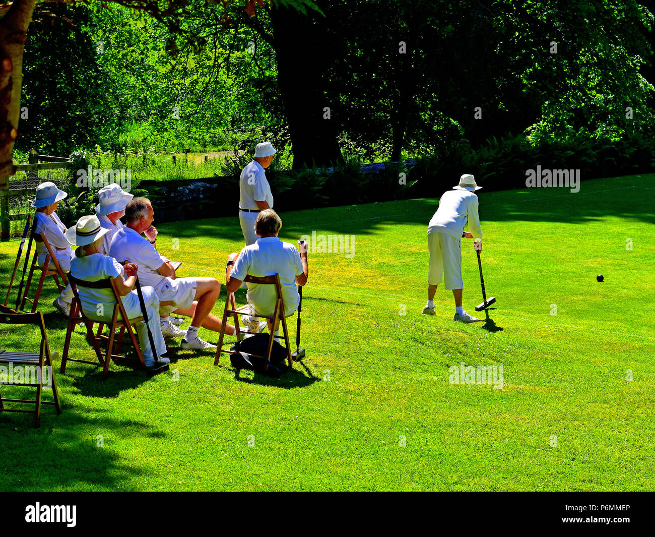 Belsay Hall Croquet Club match team players Stock Photo Alamy