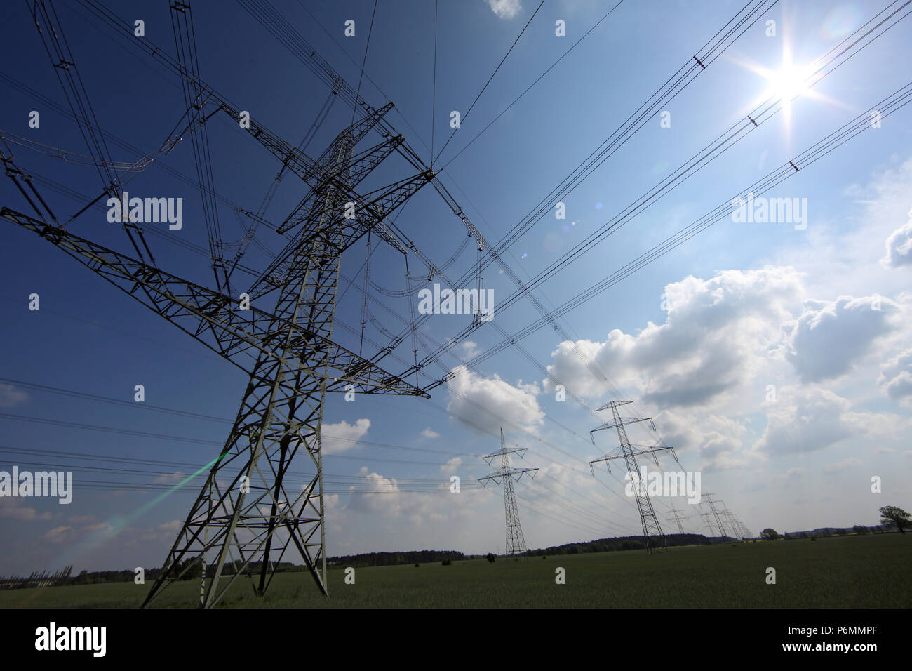 Germany electricity pylons power lines hires stock photography and