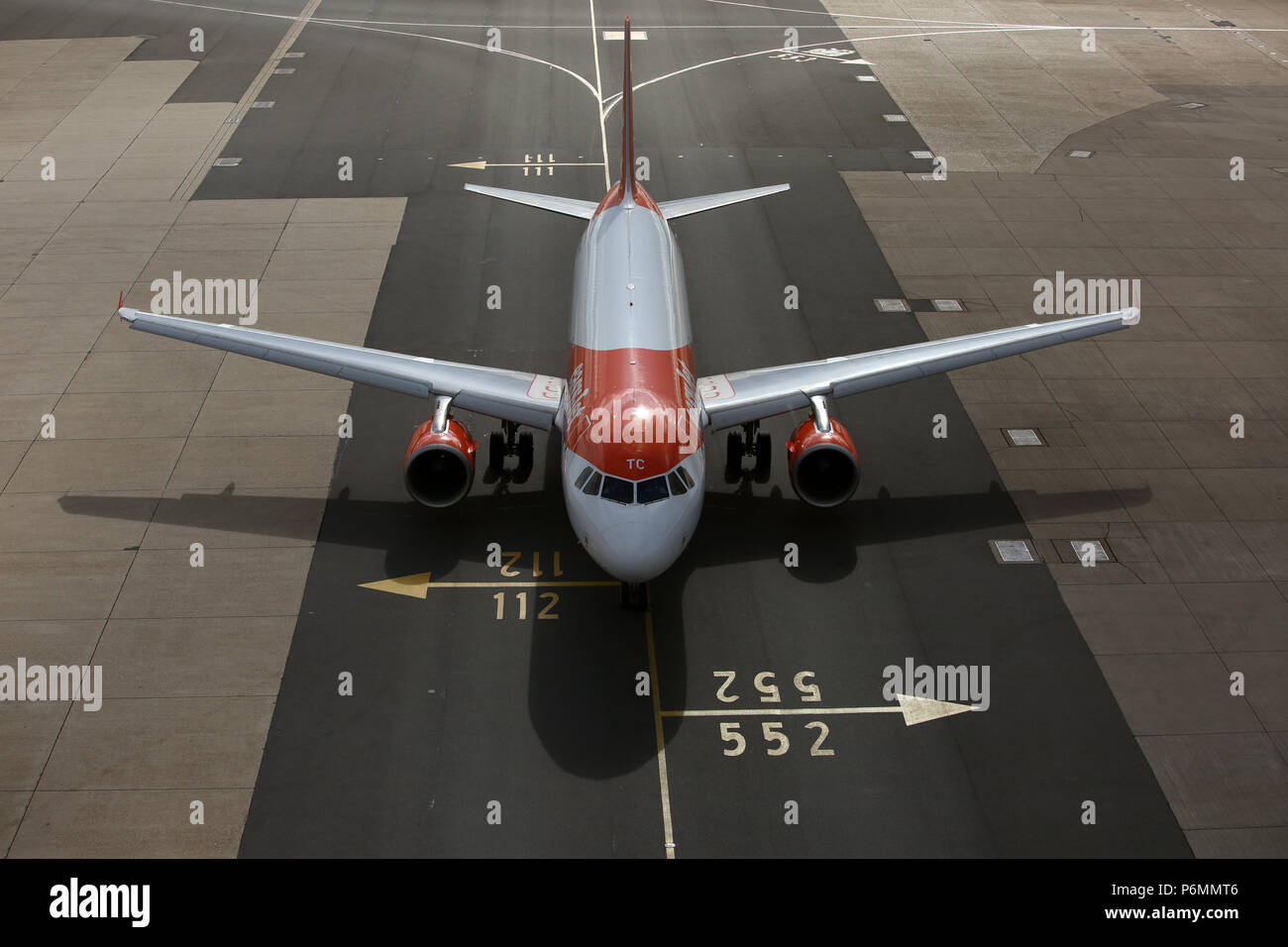 London, United Kingdom, Airbus A 320 of the easyJet airline on the London Gatwick airport taxiway Stock Photo