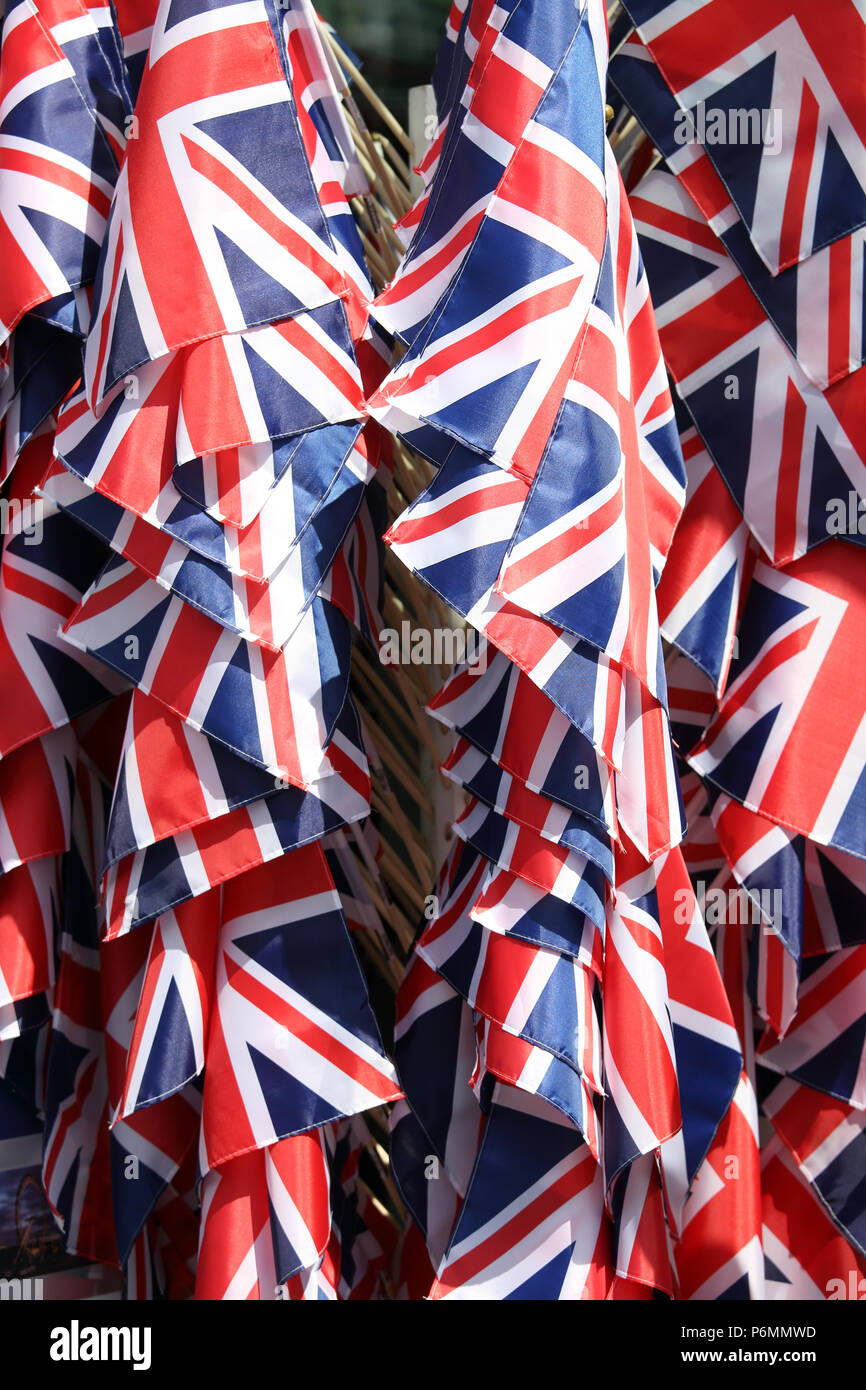 London, United Kingdom, National flags of Great Britain Stock Photo