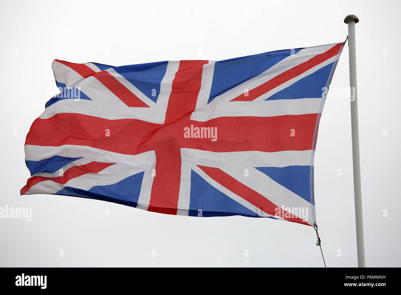 London, Great Britain, national flag of Great Britain blowing in the wind Stock Photo