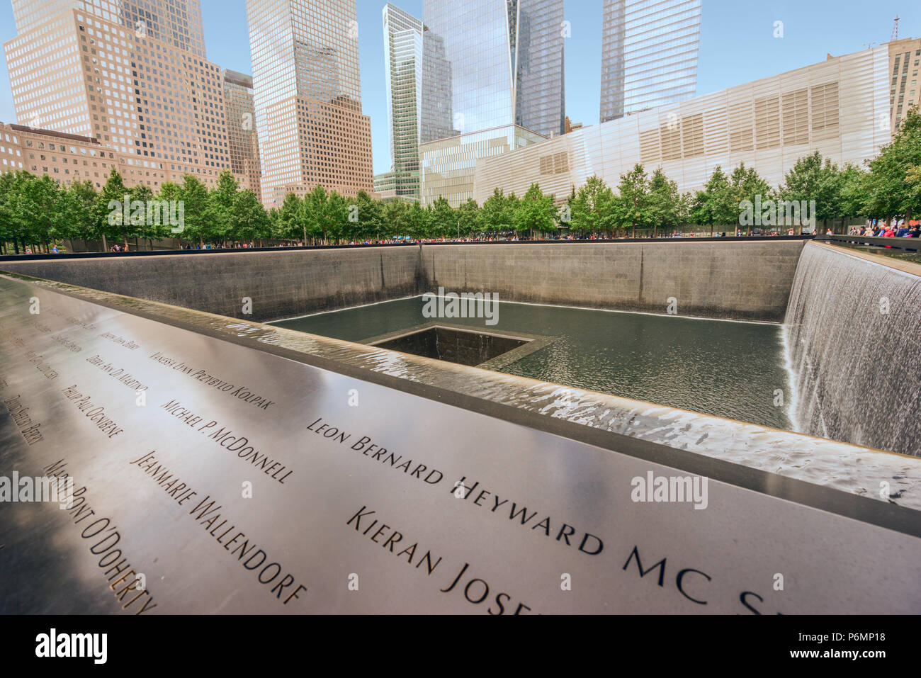Memorial created in memory of the Twin Towers victims in Lower Manhattan,  New York City Stock Photo