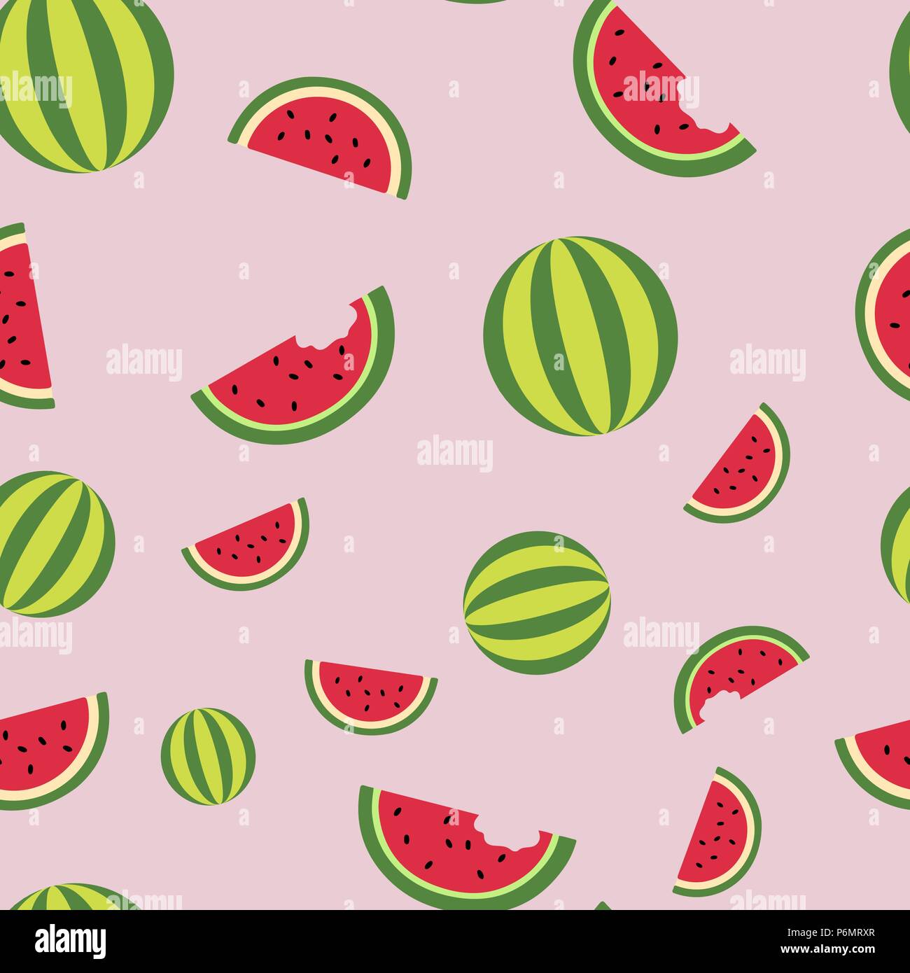 Lobules watermelon and whole watermelons pattern seamless. Vector