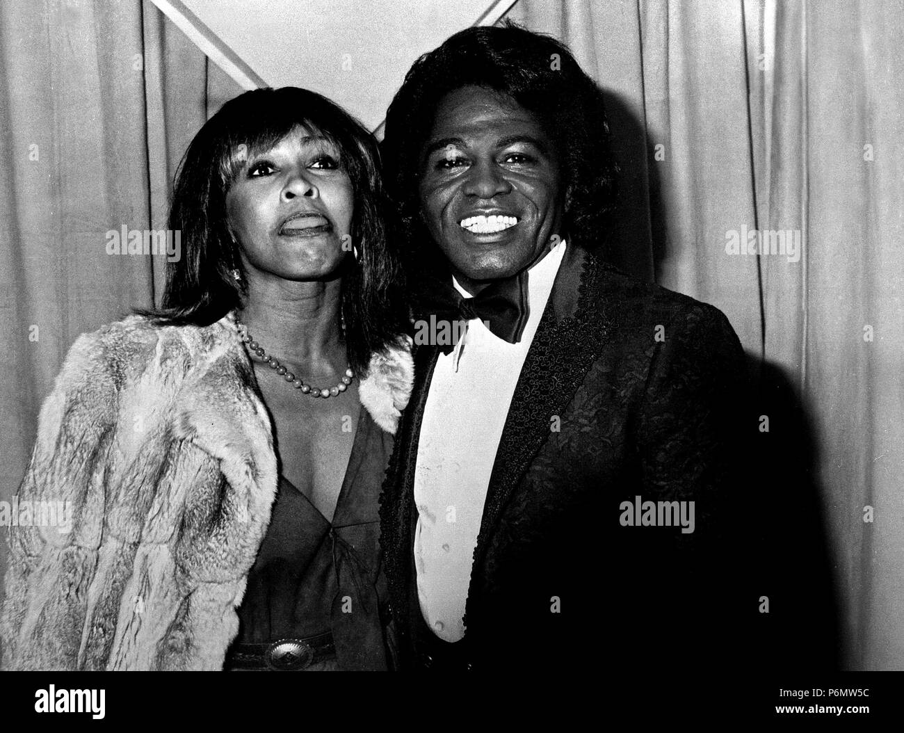 Tina Turner with James Brown in 1982 at Grammy Awards. Stock Photo