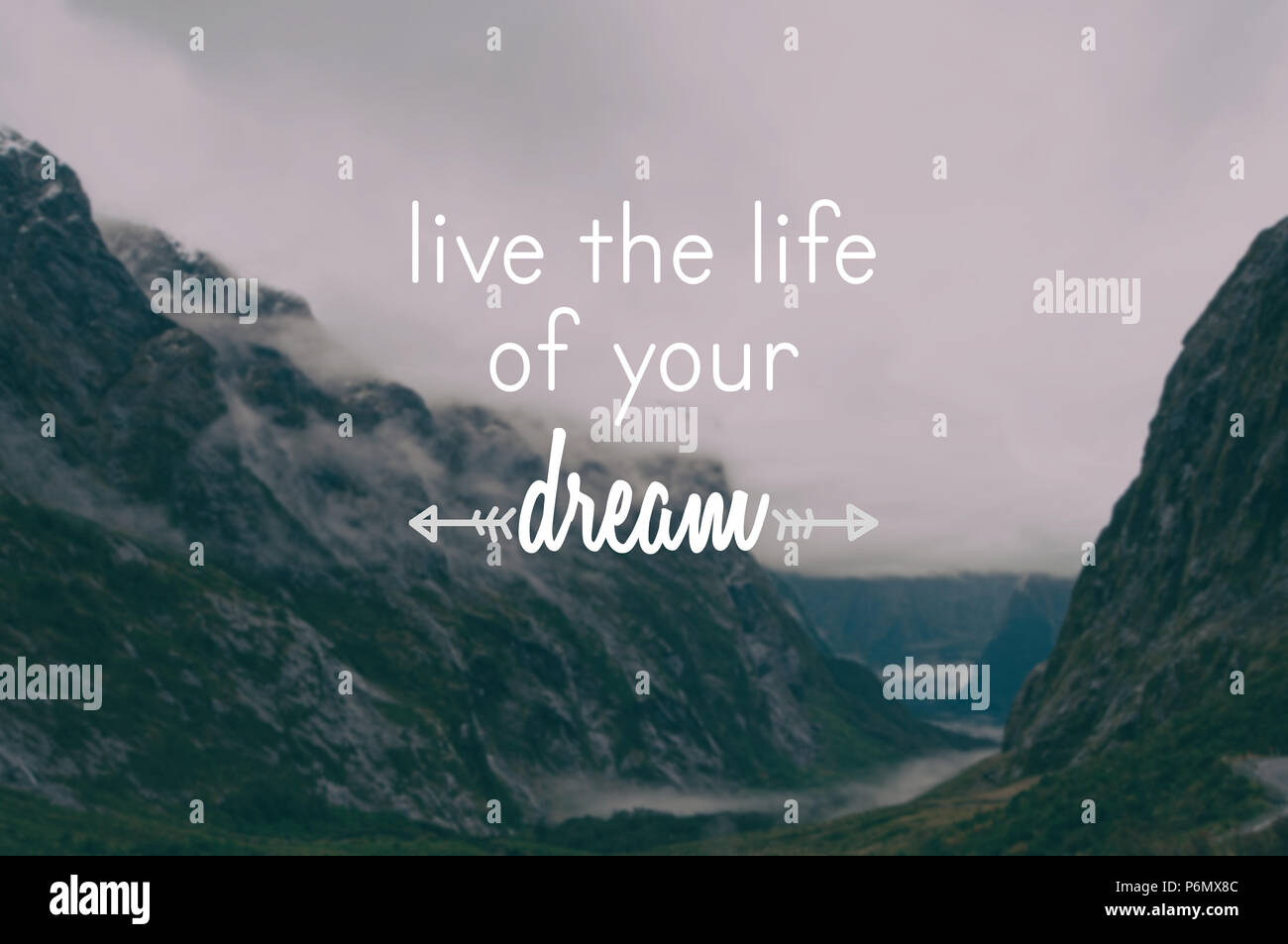 Motivational and inspirational quote - Live the life of your dream. Stock Photo