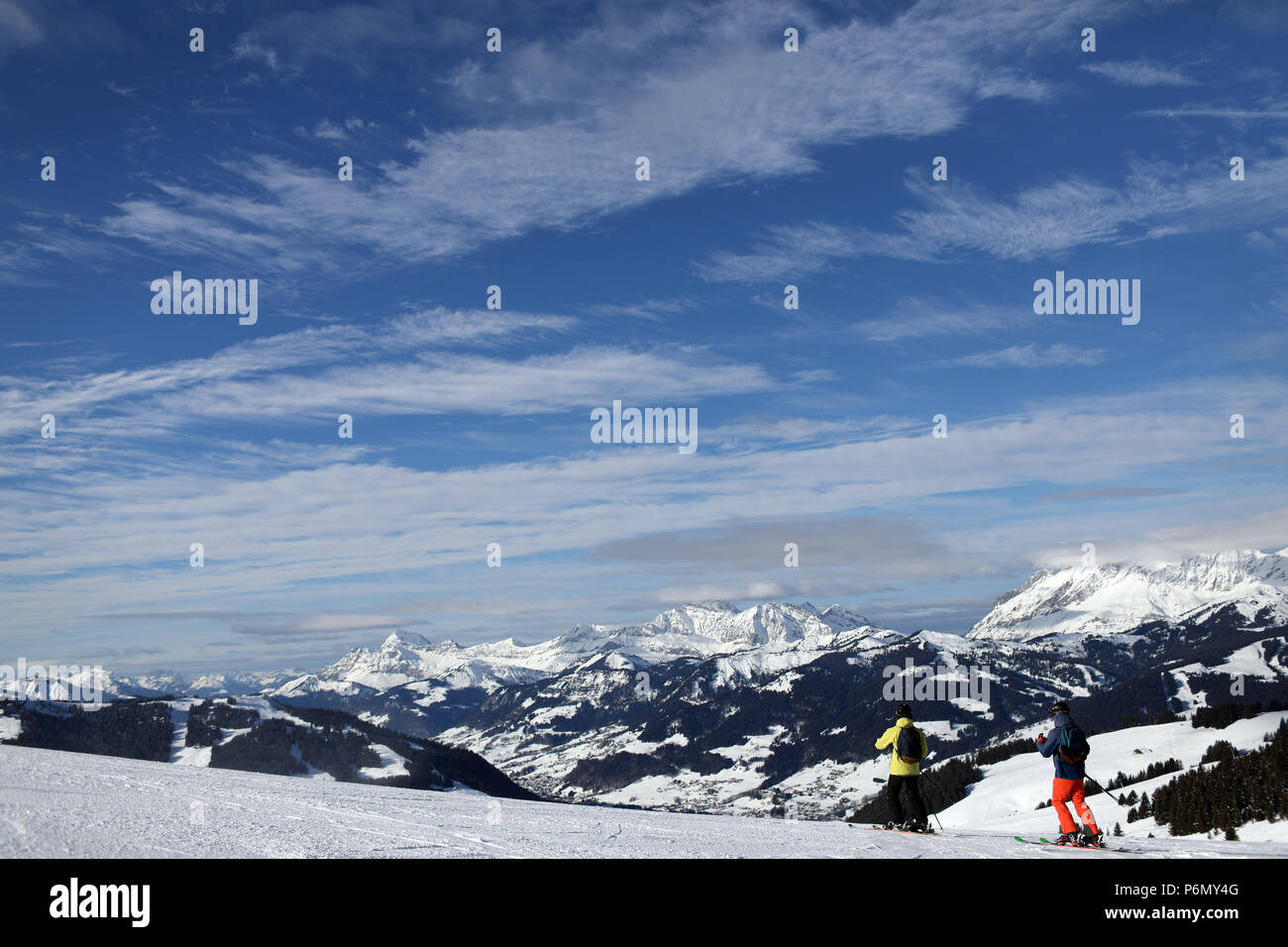 French Alps. Mont-Blanc massif. Ski slope.  Saint-Gervais. France. Stock Photo