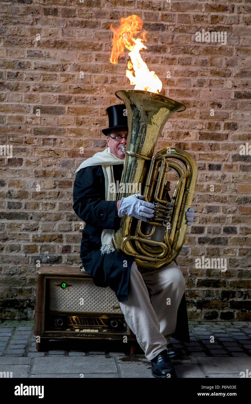 Busker in London, U.K. Stock Photo