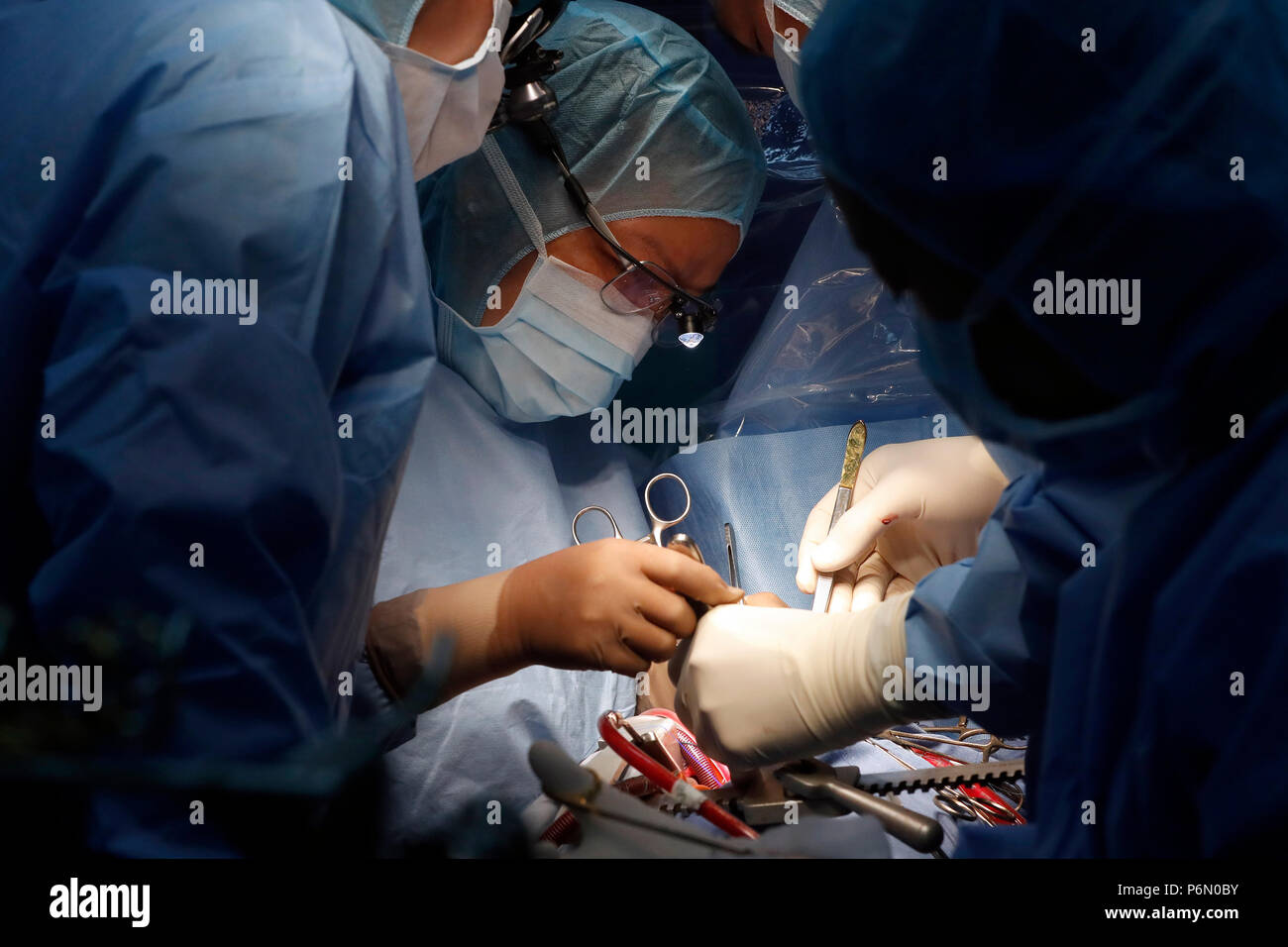Tam Duc Cardiology Hospital. Operating theater. Cardiac surgery.  Ho Chi Minh City. Vietnam. Stock Photo