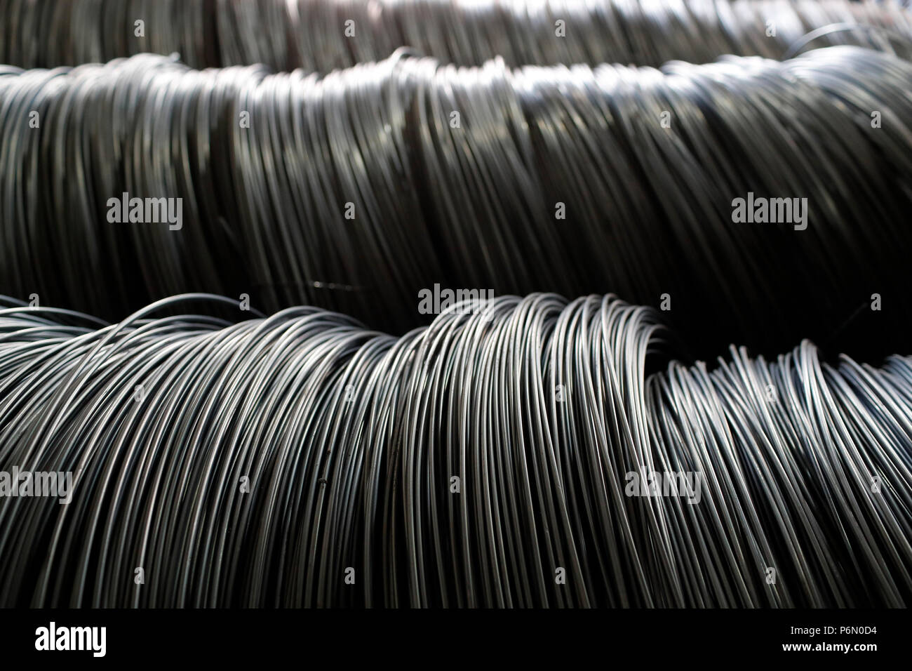 Steel rebar for concrete reinforcing construction building industry.  Cai Be. Vietnam. Stock Photo