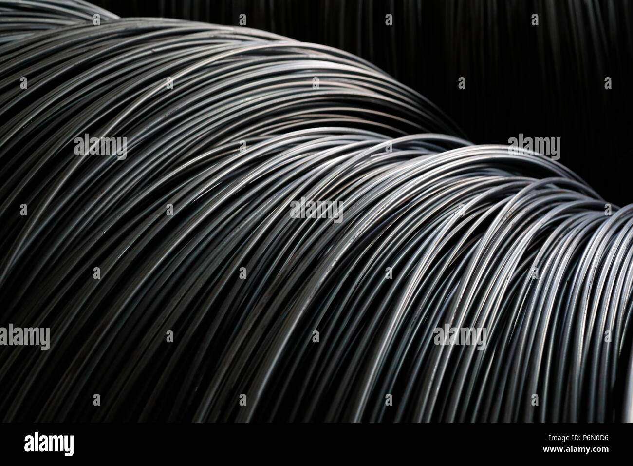 Steel rebar for concrete reinforcing construction building industry.  Cai Be. Vietnam. Stock Photo