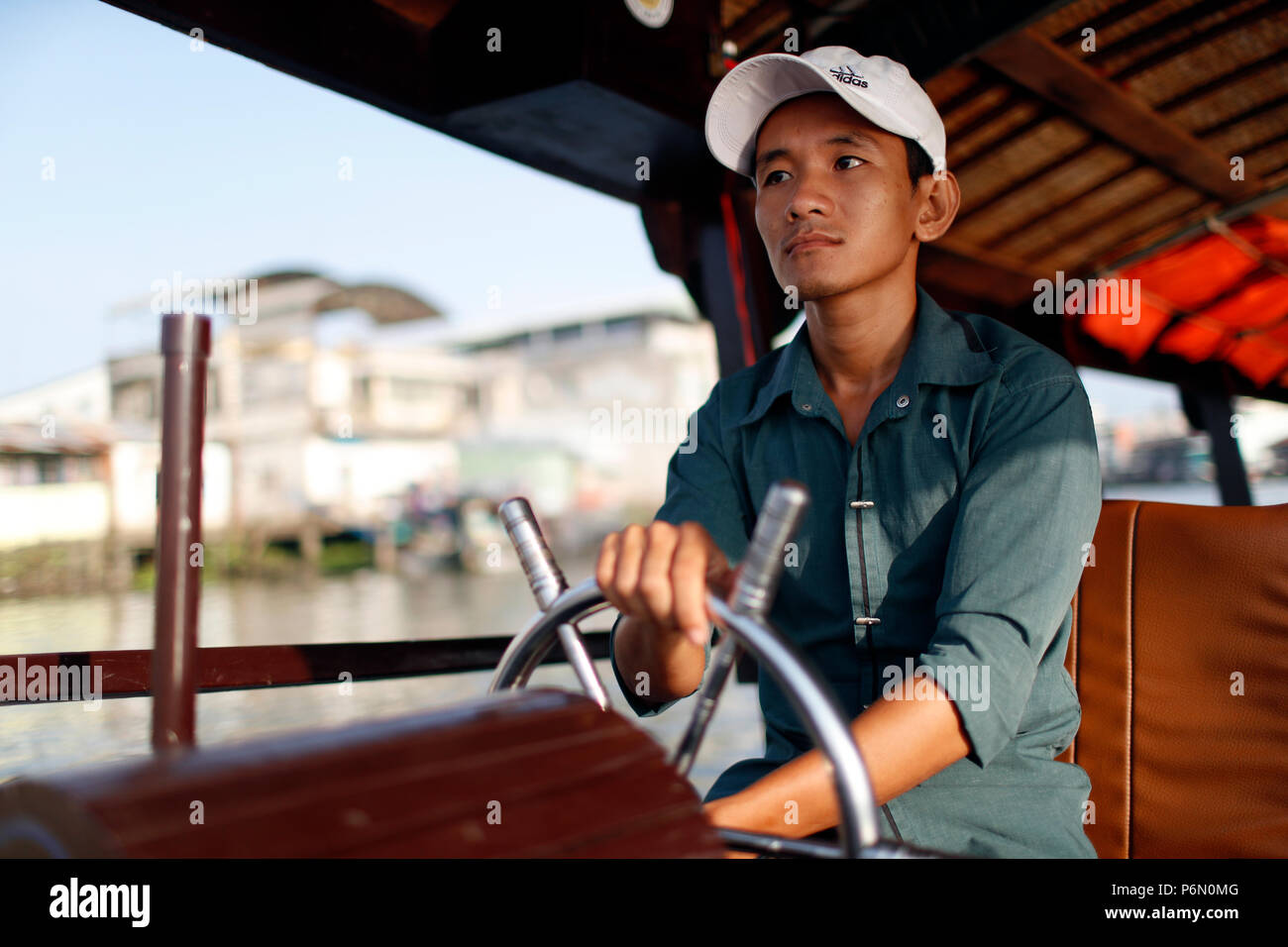 Mekong Delta.  Mekong riverboat.  Cai Be. Vietnam. Stock Photo