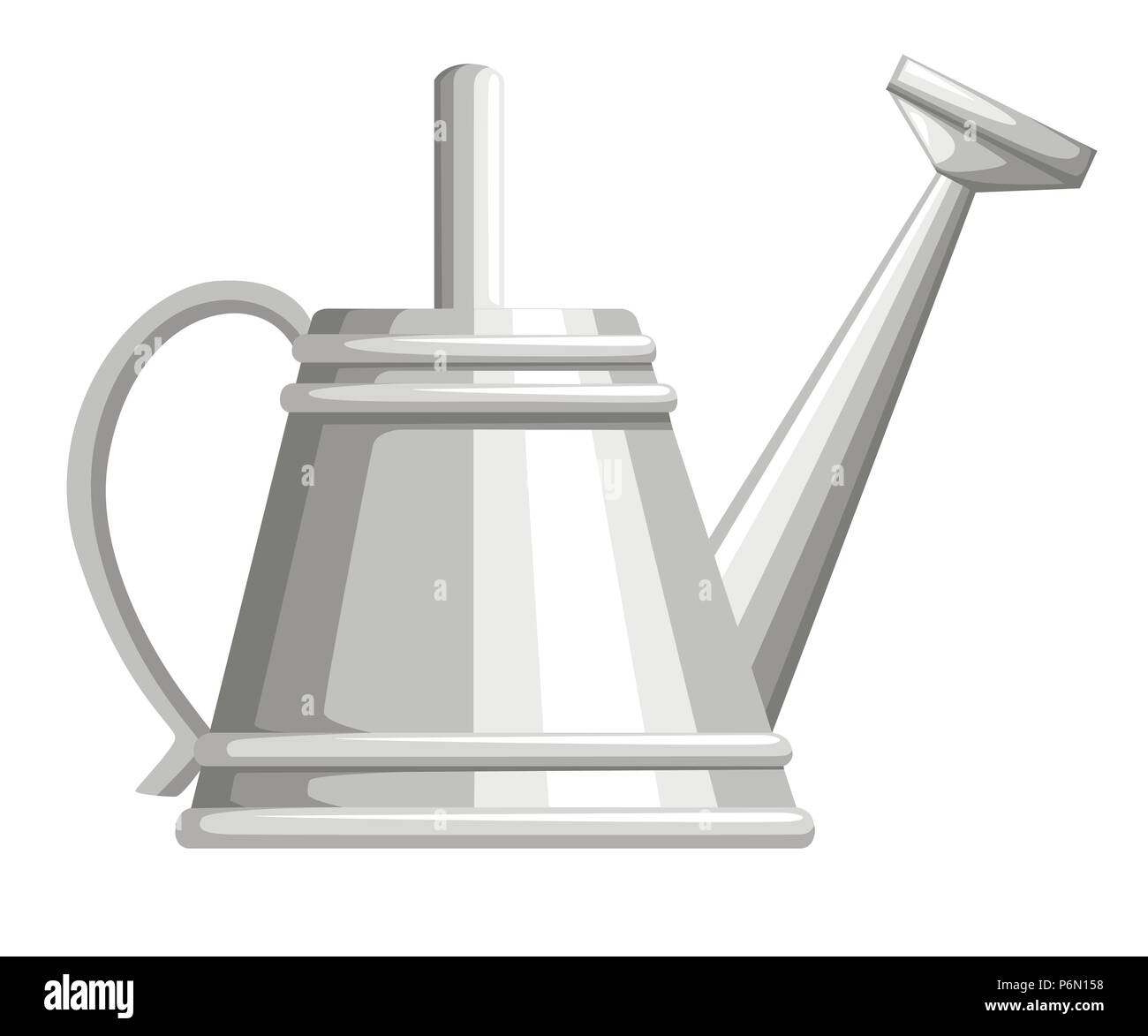 Gardening tool watering can. Metal flower can. Farming equipment flat style. Vector illustration isolated on white background. Stock Vector