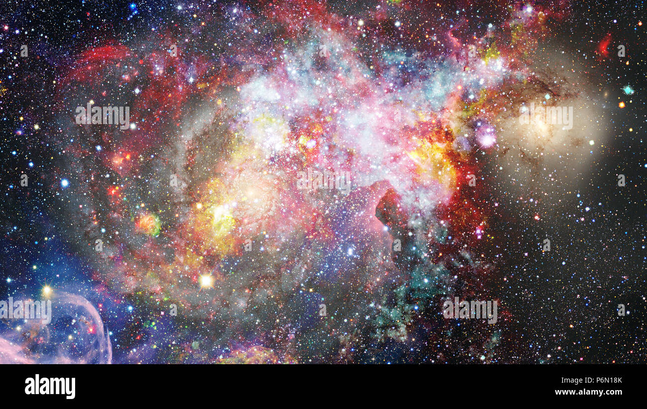 Colored clouds in nebula. Combined version of Hubble space telescope ...