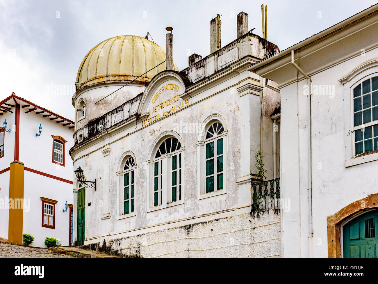 Old and traditional school and astronomical observatory in the city of Ouro Preto in Minas Gerais, Brazil Stock Photo