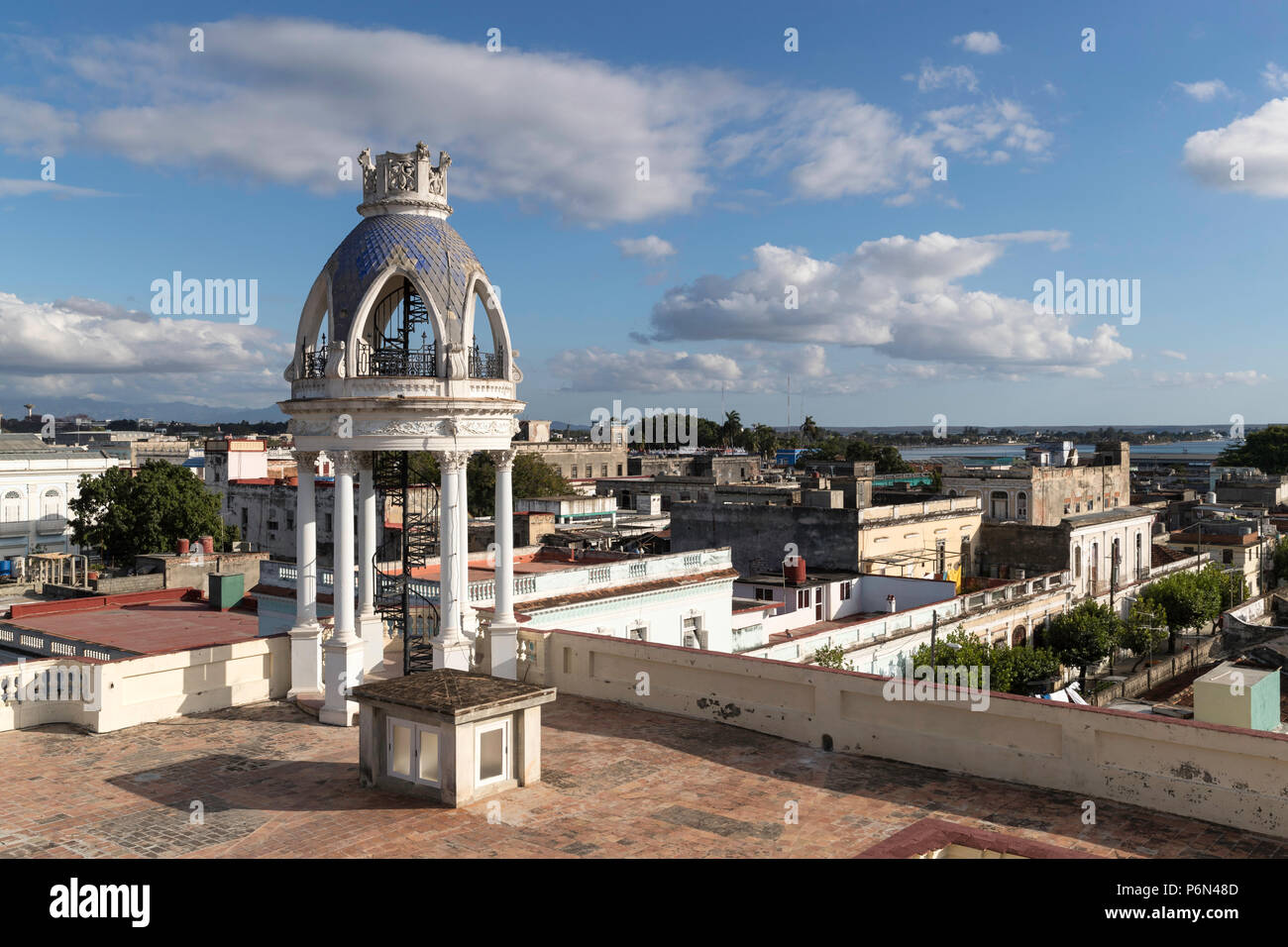 Tower on the roof of the Casa de Cultura in the Palacio Ferrer, Cienfuegos, Cuba. Stock Photo