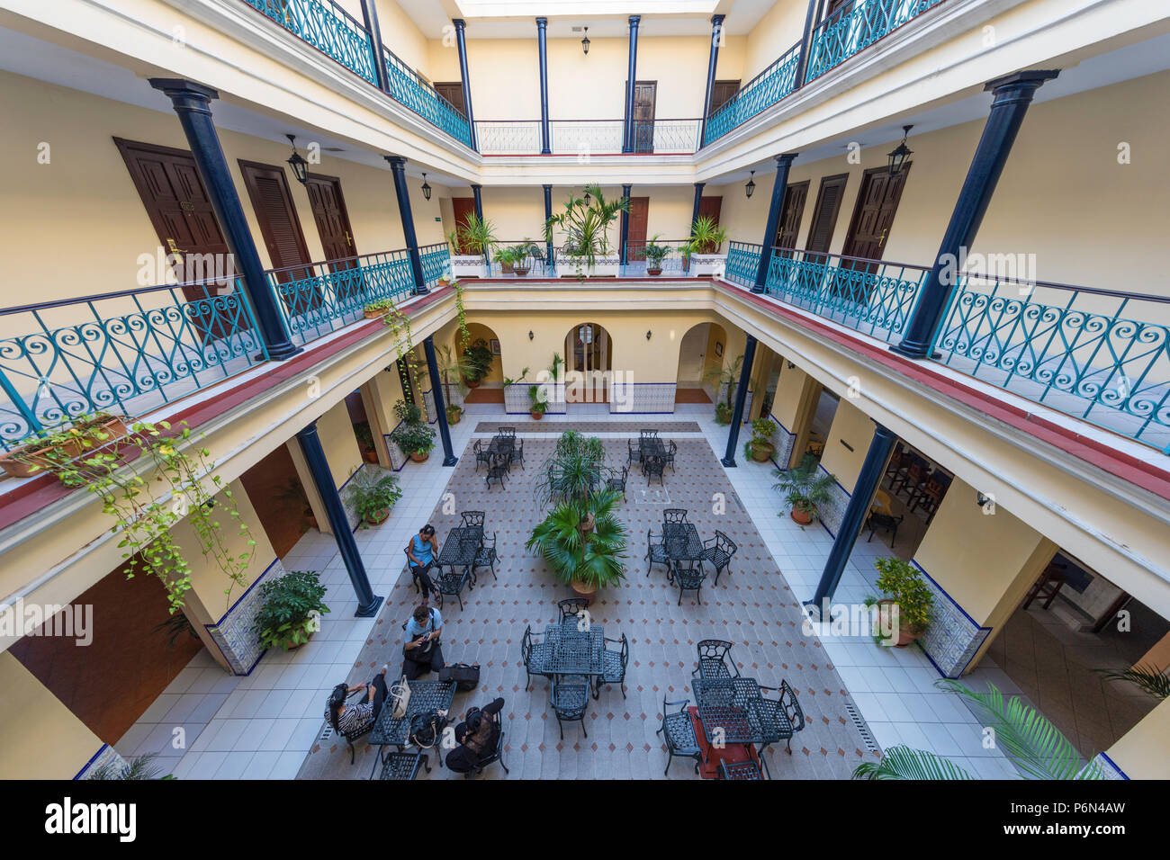 The beautiful private Hotel La Union, built in 1869 in downtown Cienfuegos, Cuba. Stock Photo