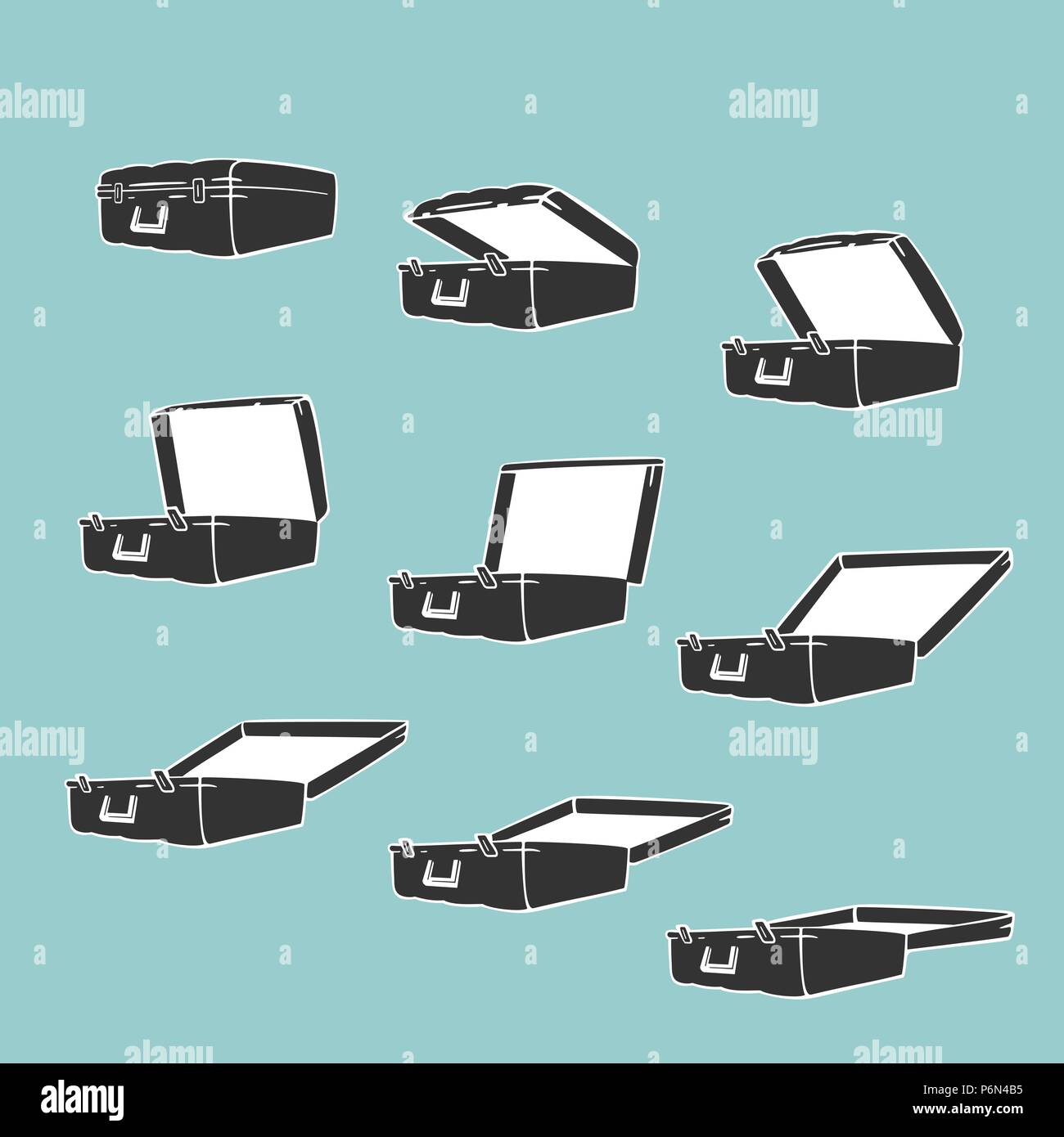 Animation Frames Opens Suitcase Stock Vector