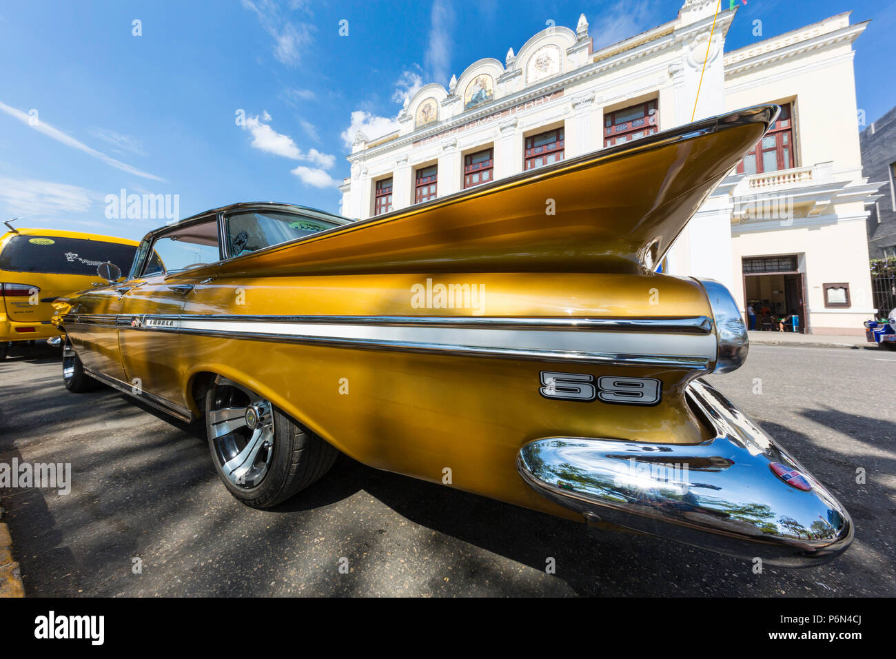 Classic 1959 Chevrolet Impala taxi, locally known as 'almendrones' in the town of Cienfuegos, Cuba. Stock Photo