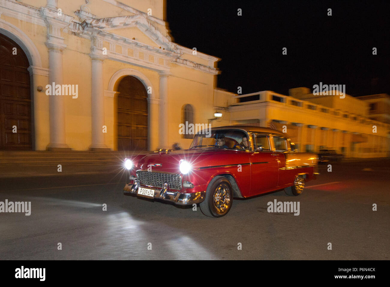 Classic 1955 Chevrolet Bel Air taxi, locally known as 'almendrones' in the town of Cienfuegos, Cuba. Stock Photo