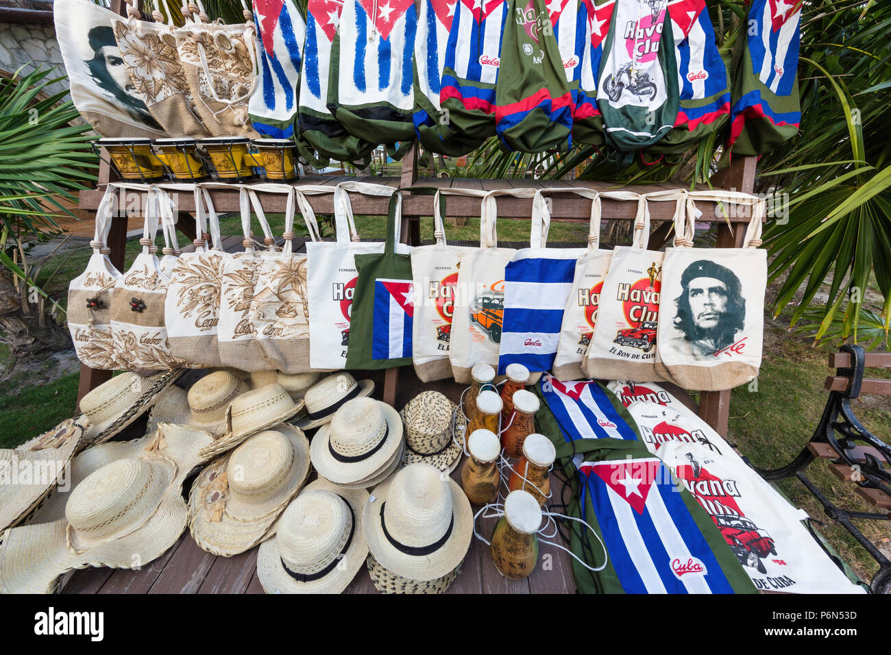 Tourist shop in the harbor at Cayo Largo on the southern coastline of Cuba. Stock Photo