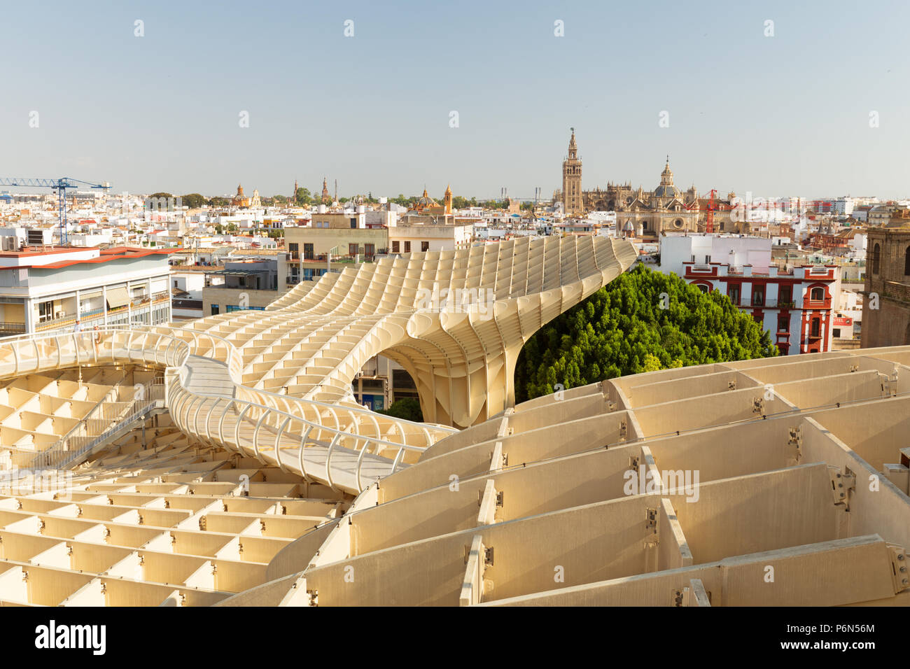 Sevilla, Panorama view from the top of the Space Metropol Parasol (Setas de  Sevilla Stock Photo - Alamy