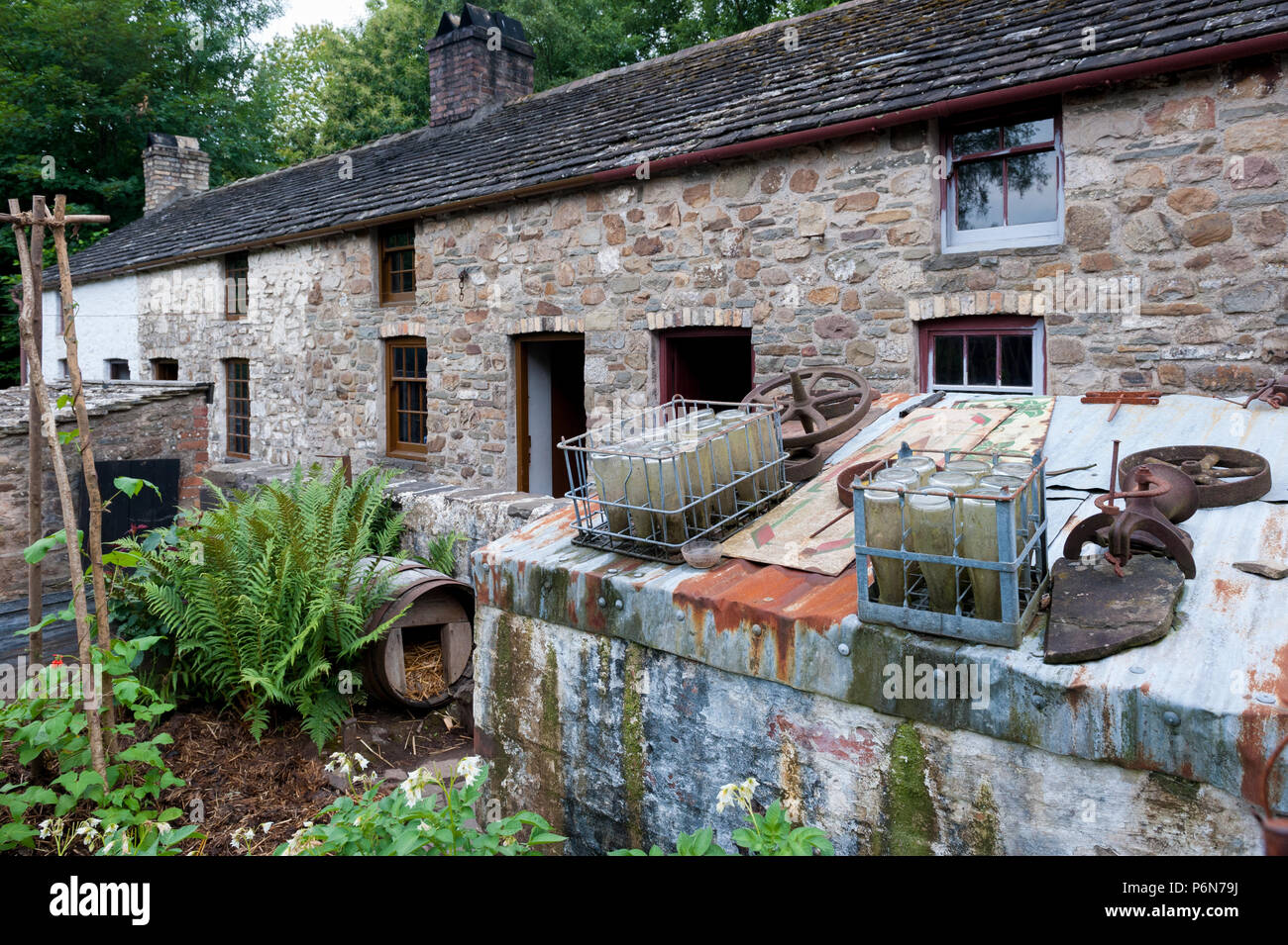 Row of miners cottages at The Museum of Welsh Life, St Fagans, near
