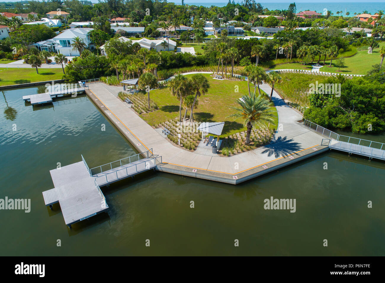 Bayfront Park on Long Boat Key is next Sarasota and Anna Maria Island Florida and is an expensive upscale neighborhood and favorite vacation holiday Stock Photo