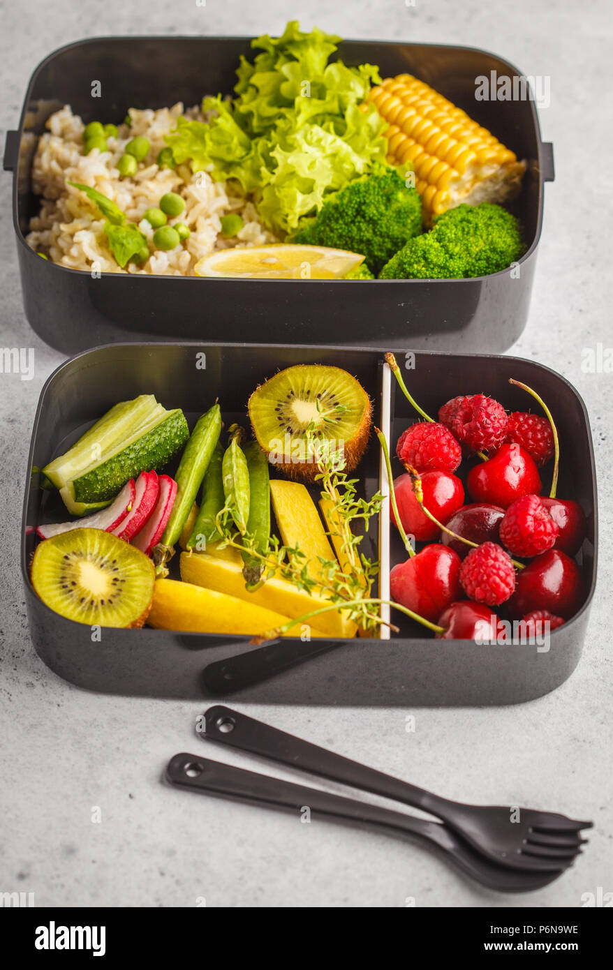 Healthy Meal Prep Containers With Cereal Bar Fruits Vegetables And Snacks  Takeaway Food On White Background Top View Stock Photo - Download Image Now  - iStock