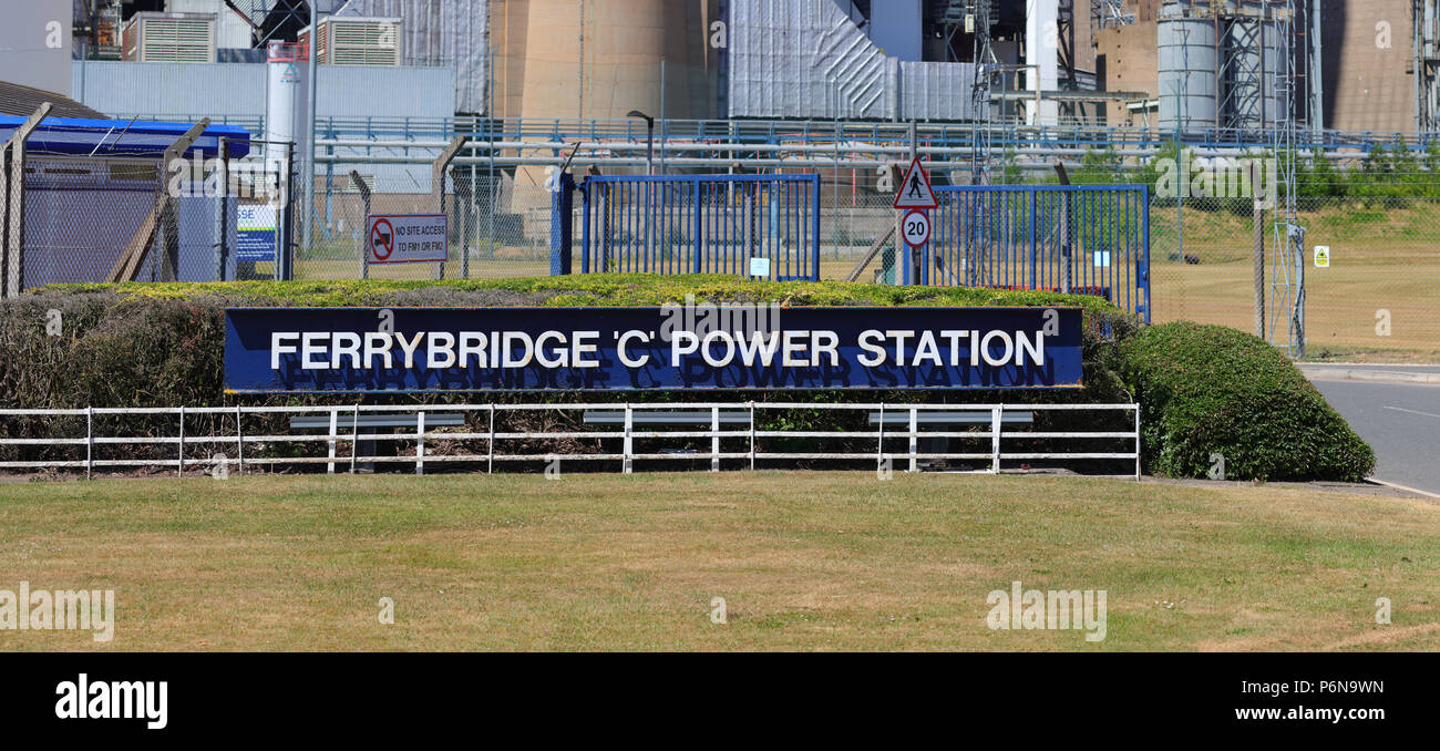 The entrance to Ferrybridge C Power Station Stock Photo