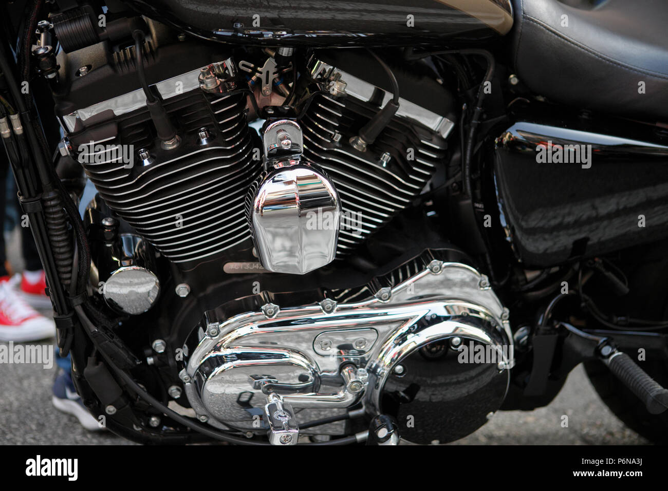 Motorbike Harley Davidson engine detail Stock Photo Alamy