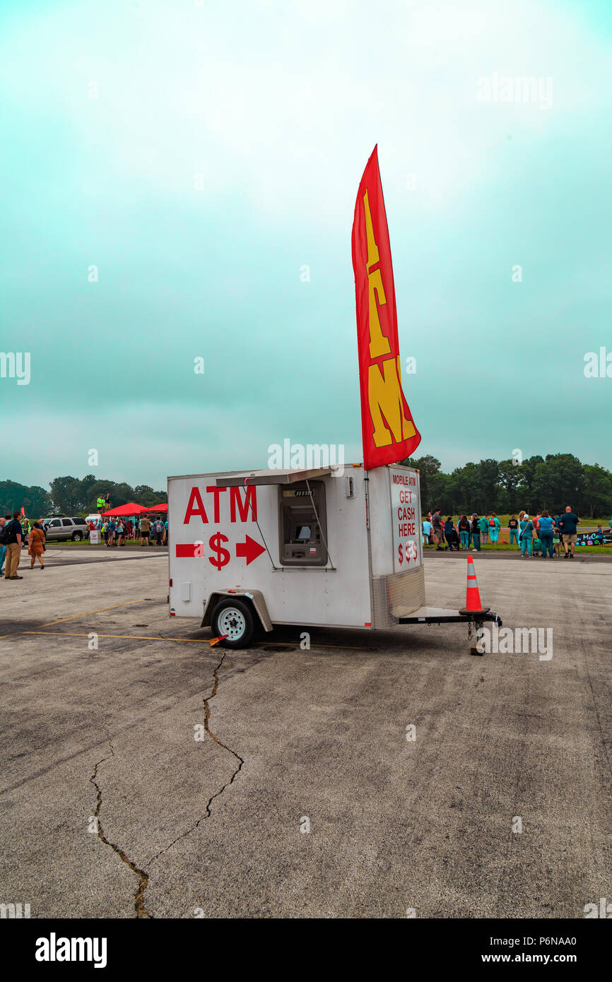 Avondale, PA, USA June 24, 2018 A mobile ATM trailer parked at the