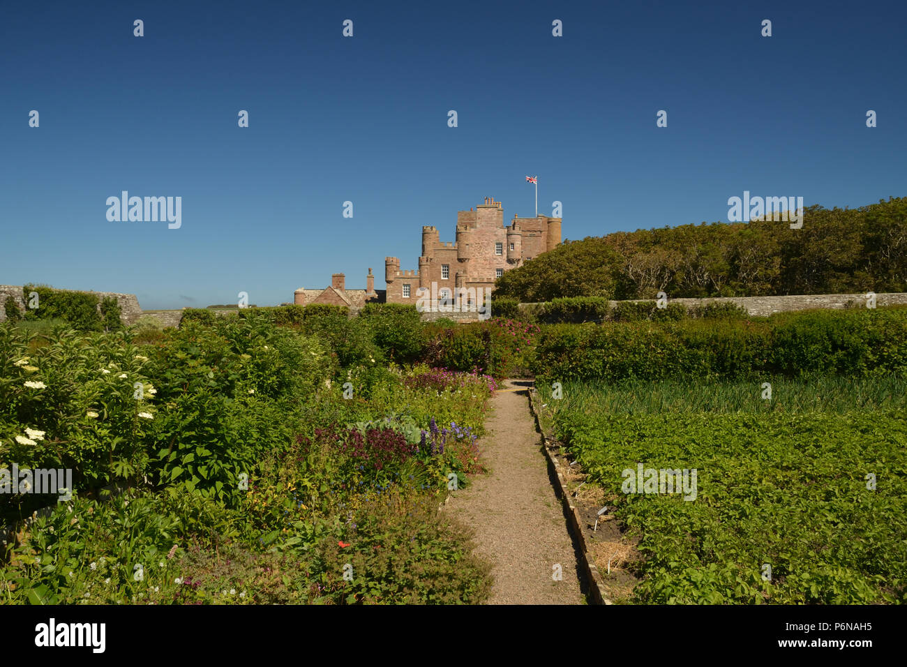 Castle of Mey and Walled Gardens in Summer, Scotland Stock Photo