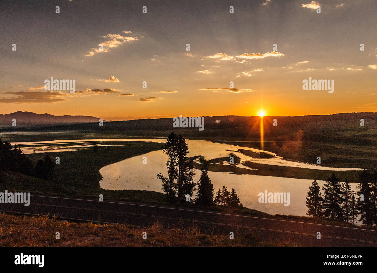 Sunrise at Hayden Valley Stock Photo Alamy