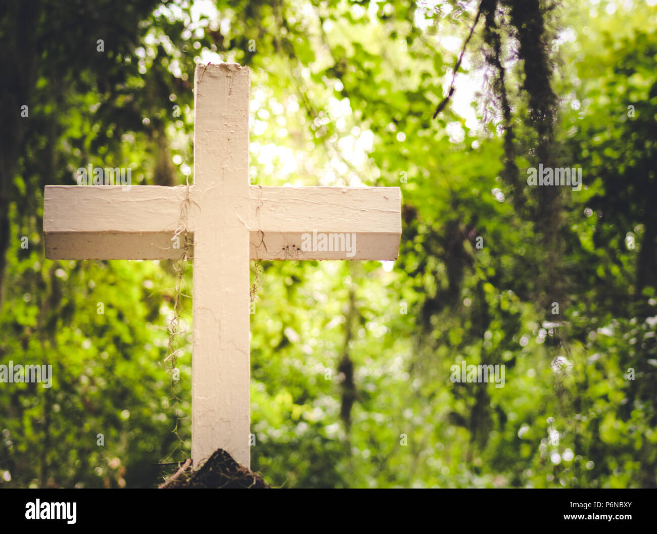 Close up of cross on top of America's smallest church. Stock Photo