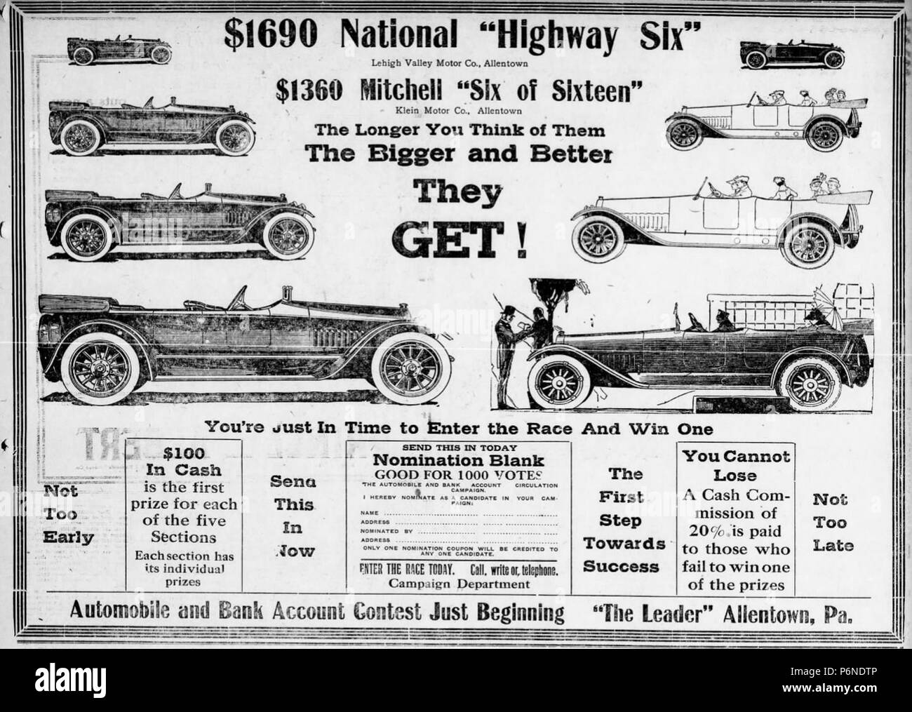 1916 Lehigh Valley Motor Company Newspaper Ad3 Allentown PA Stock