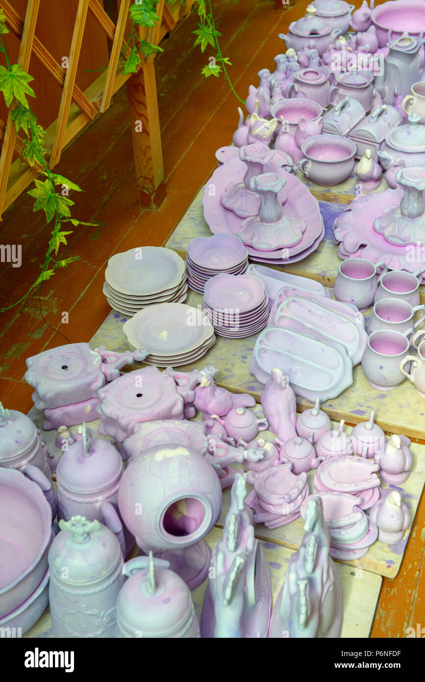 Ceramic ware under production in potter's workshop Stock Photo - Alamy