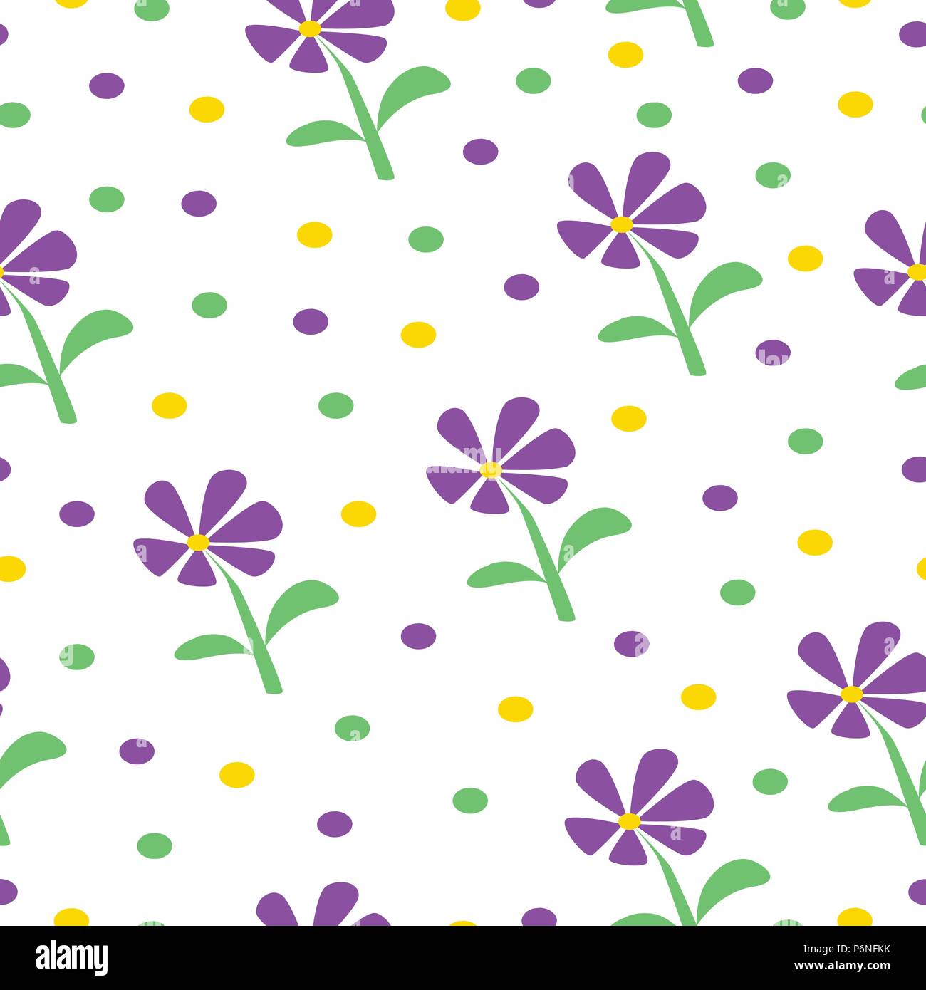 seamless pattern with purple daisy flowers - floral fabric pattern ...