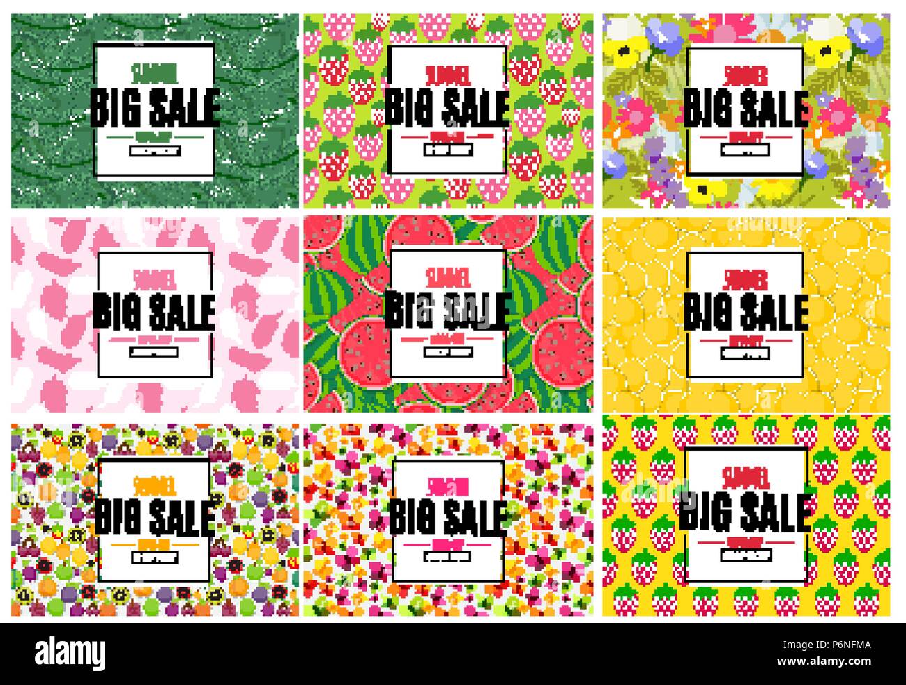 Abstract Summer Sale Background with Frame Collection Set. Vector ...