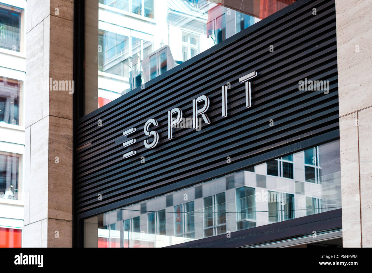 Berlin, Germany june 2018 The Esprit logo on store exterior / shop