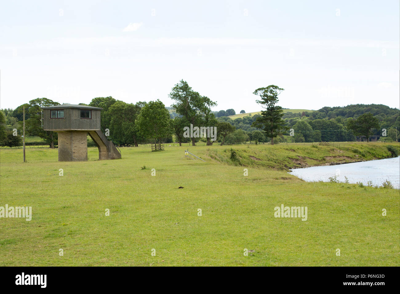 A flow management station on the banks of the River Lune near the Crook O’Lune near Caton Lancashire England UK GB Stock Photo