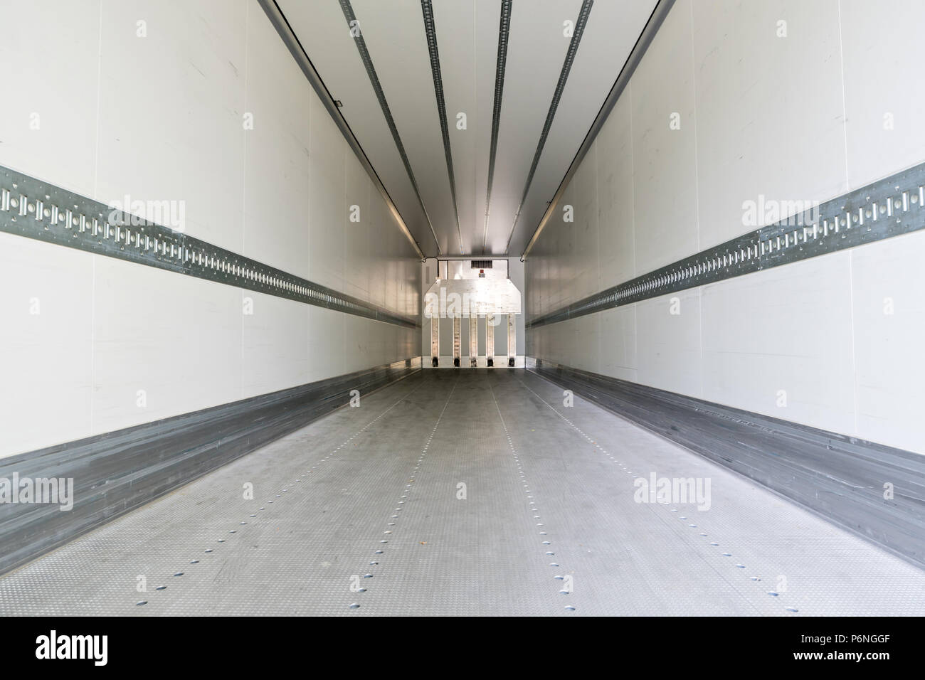 cargo area of a refrigerated semitrailer Stock Photo