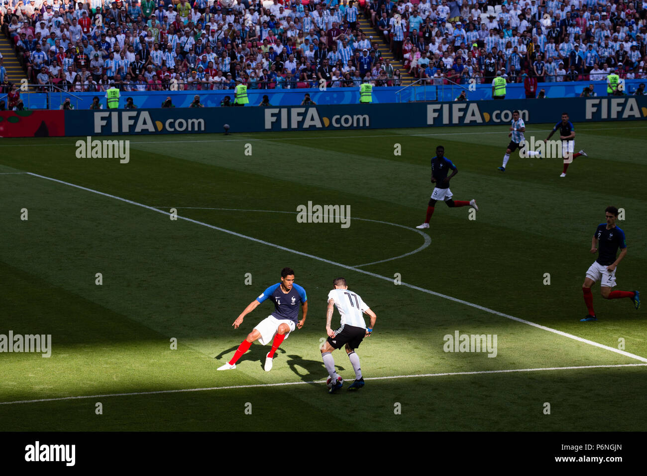 France defeats Argentina in the Round of 16 of World Cup 2018 in Kazan, Russia. Photo: Stephen Lioy Stock Photo