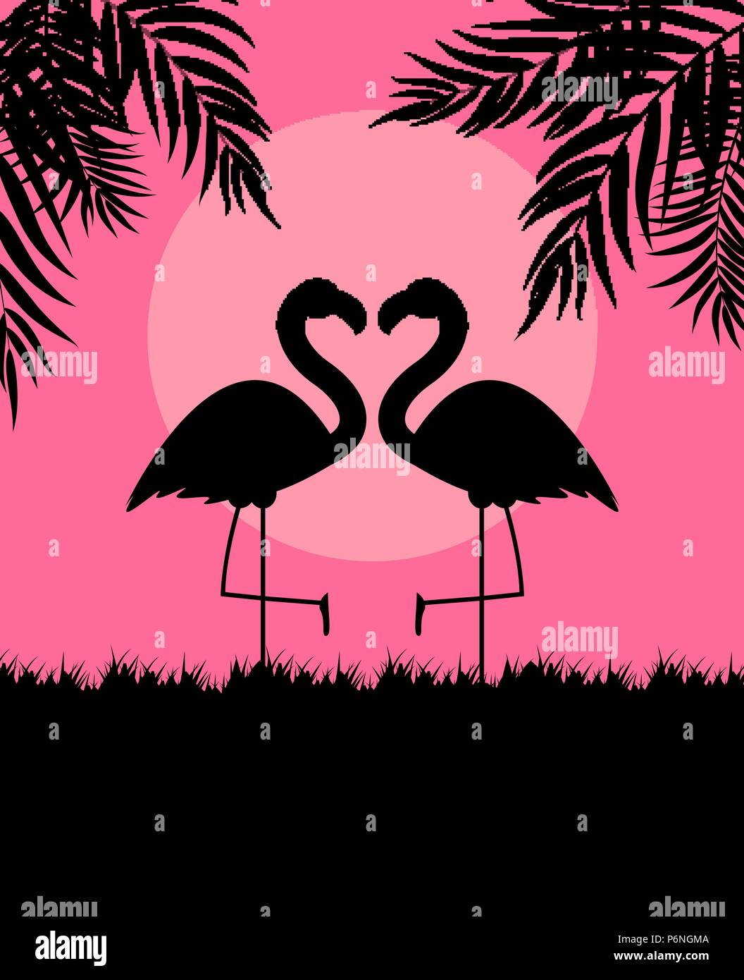 Cute Pink Flamingo Background Vector Illustration Stock Vector Image ...