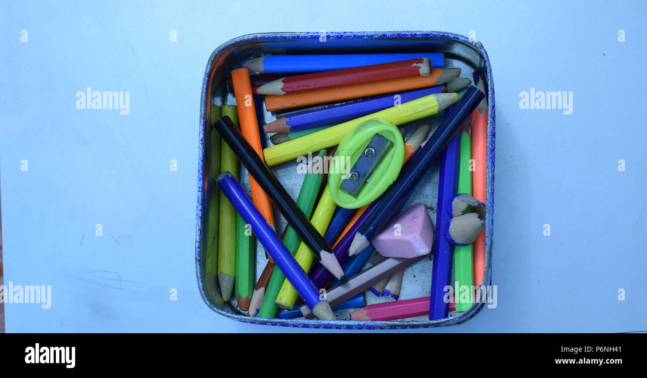 Collection of Colored Pencils Stock Photo