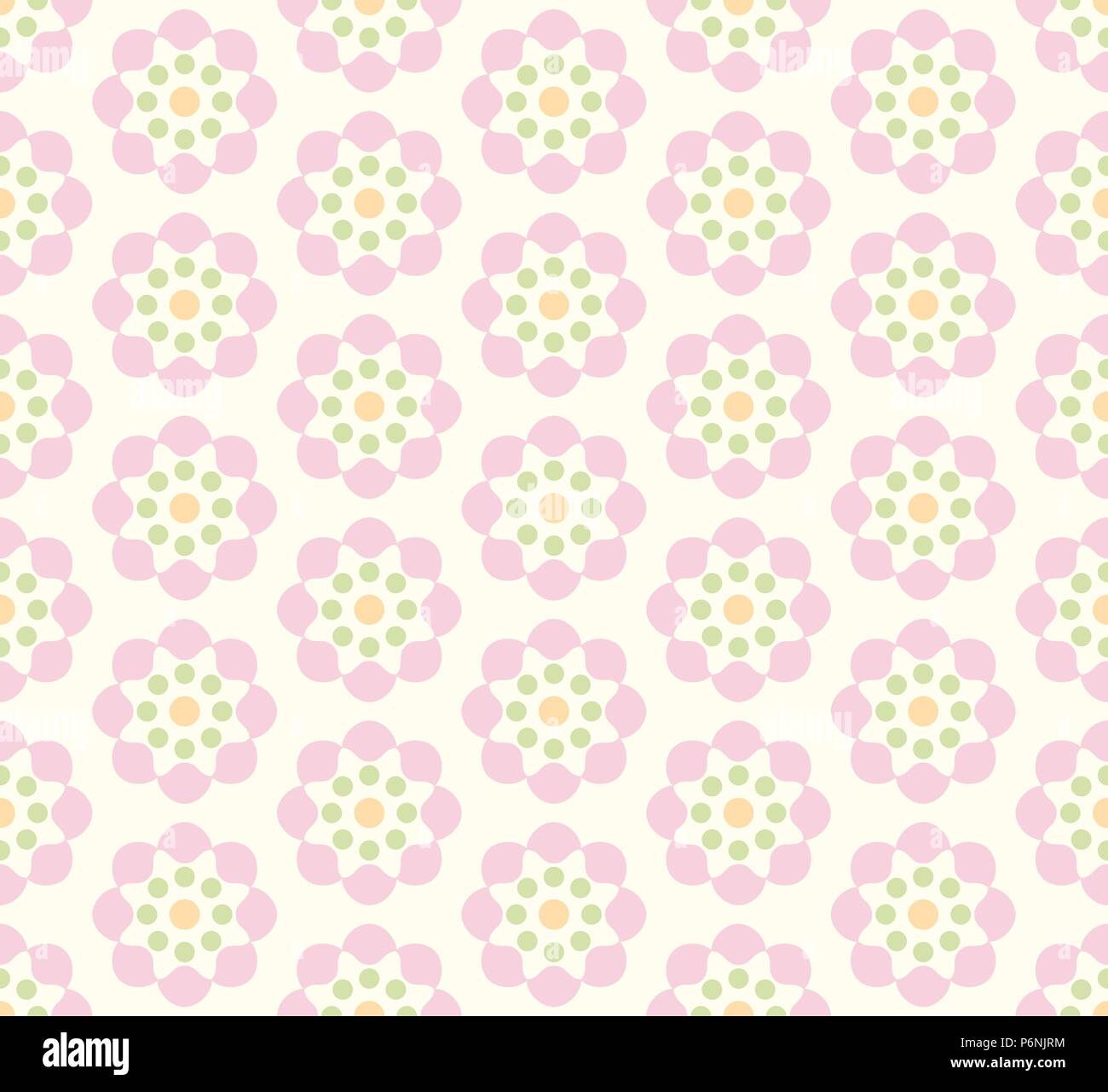 Pink Sweet Blossom Pattern In Pastel Background Vintage Flower