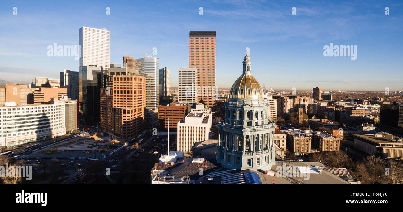 Late Afternoon Light Hits the Capital Building in Downtown Denver Colorado Stock Photo