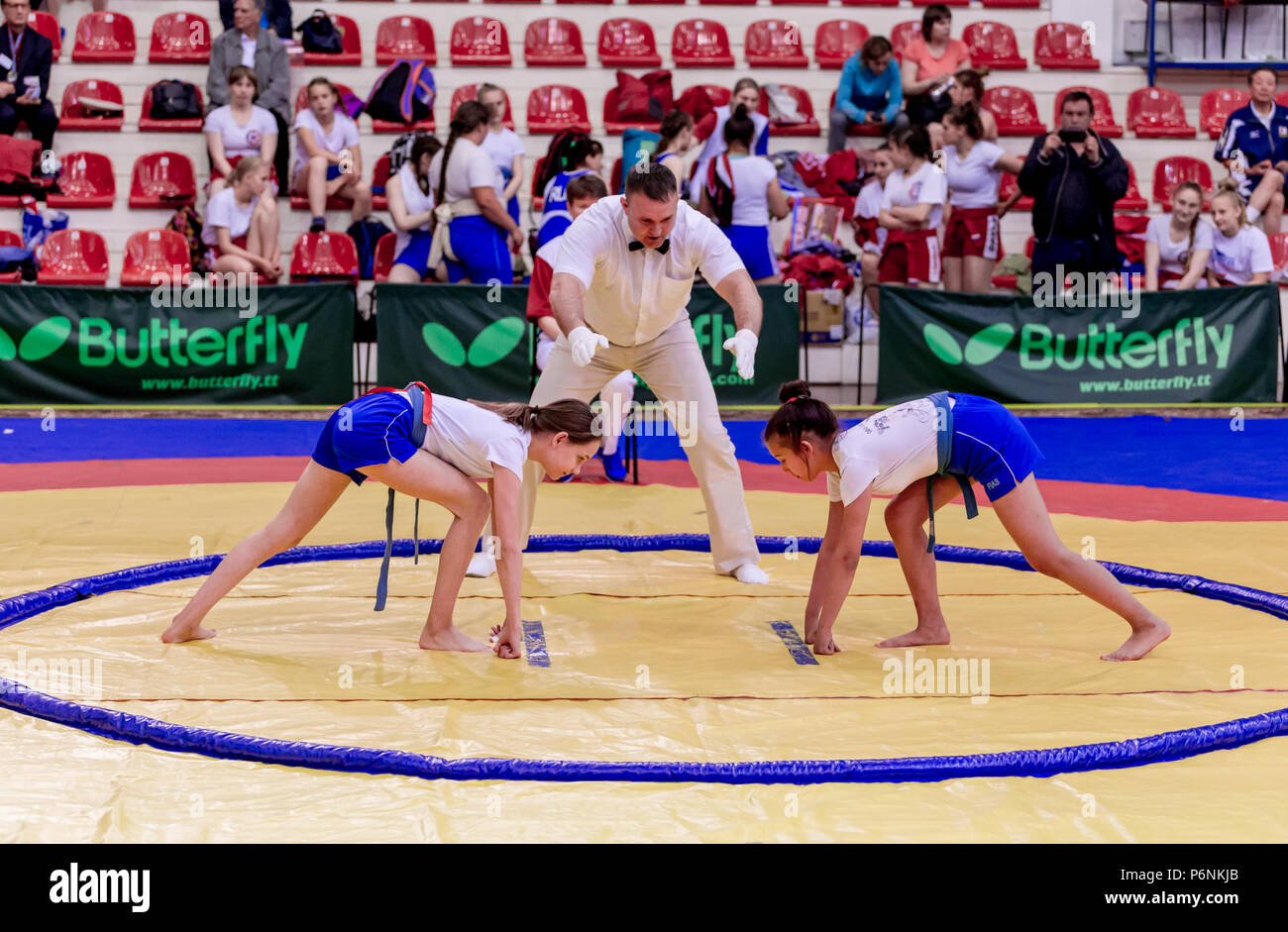 Russia, Vladivostok, 06/30/2018. Sumo wrestling competition among girls