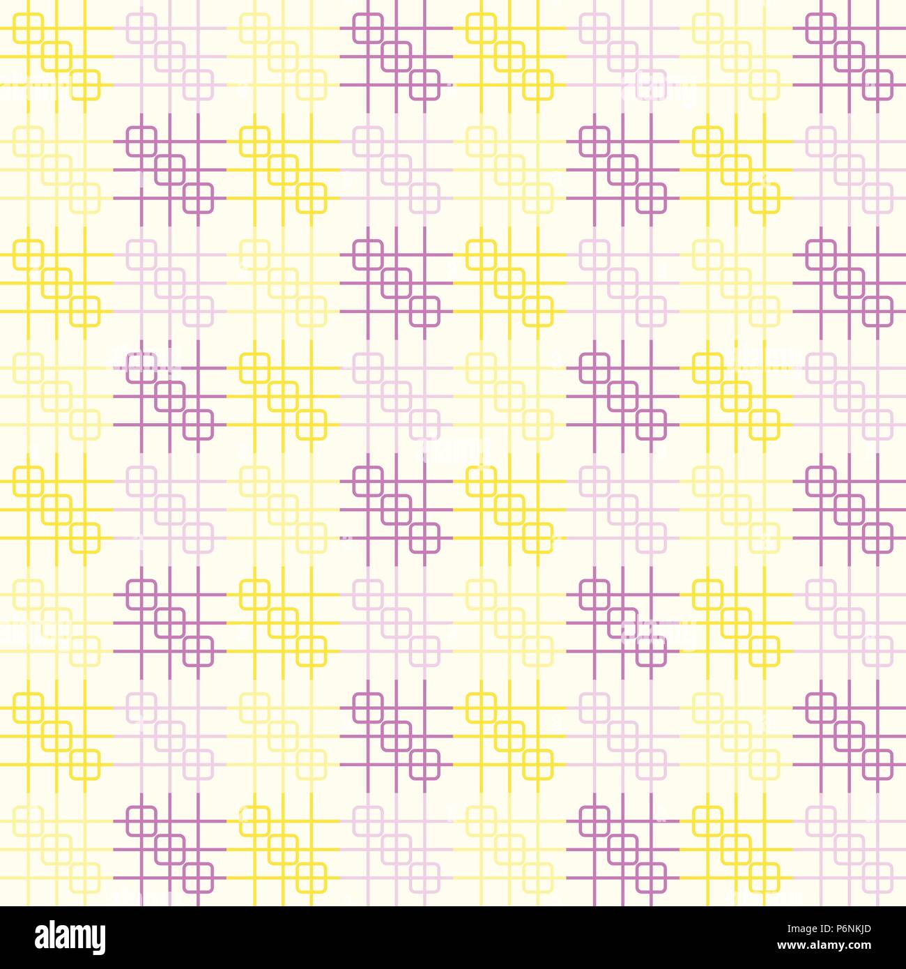 Pink and yellow rounded corner rectangle and line seamless pattern on ...