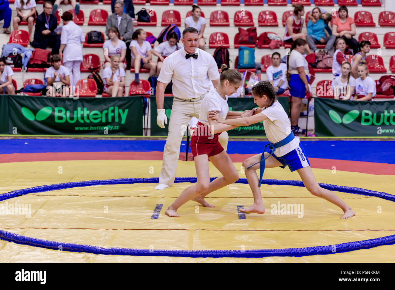 Russia, Vladivostok, 06/30/2018. Sumo wrestling competition among girls