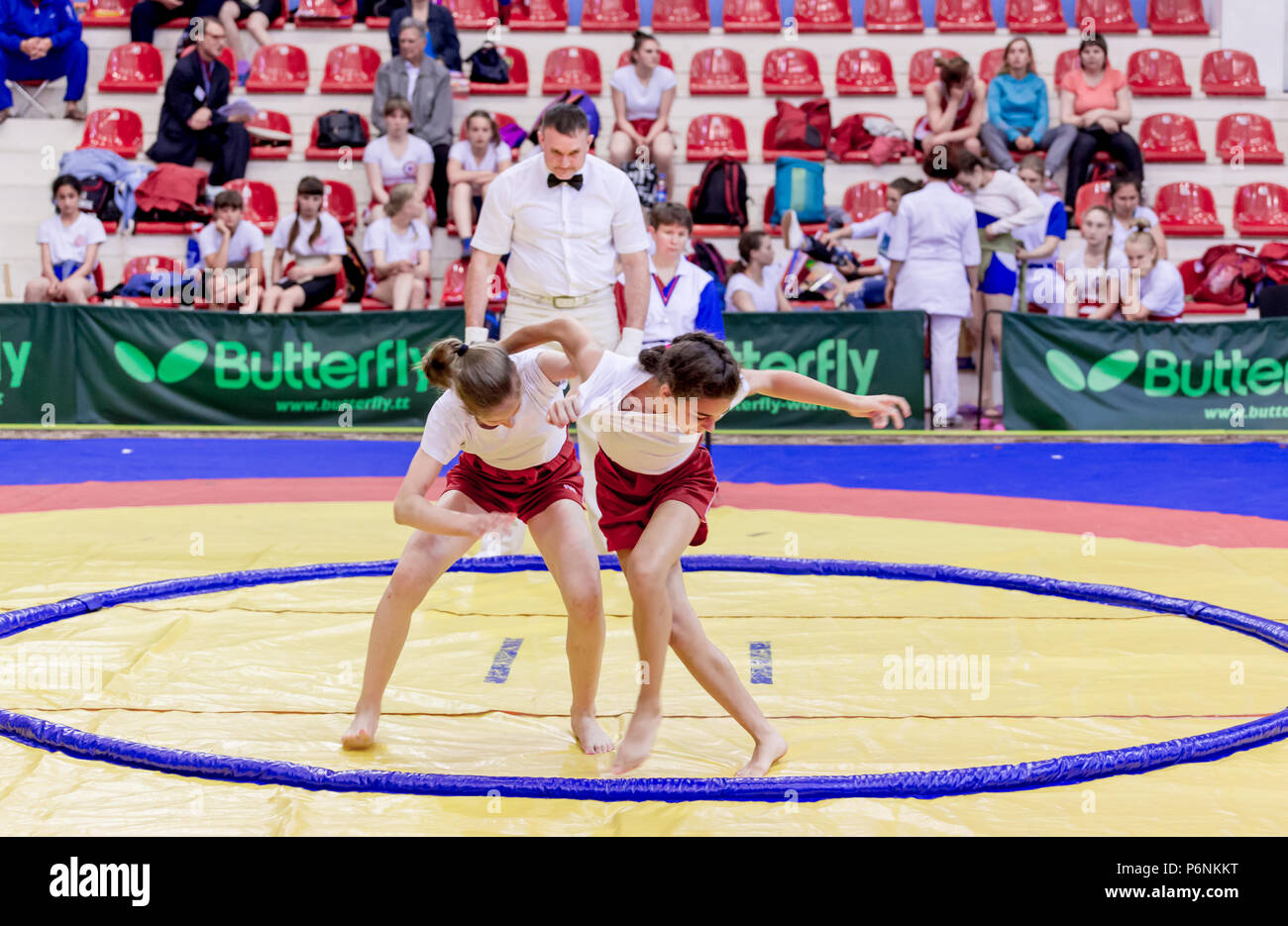 Russia, Vladivostok, 06/30/2018. Sumo wrestling competition among girls